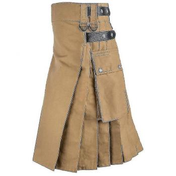Falda Kilt Vintage para Hombre, Ropa Escocesa, Caqui, Talla 3XL