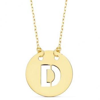 Collar Elegante Oro 18k con Colgante Letra D