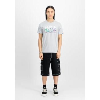 Nebula Label-Print Herren-T-Shirt von Alpha Industries – Hellgrau, 100 % Baumwolle, S