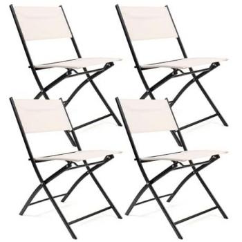 Sillas Plegables de Jardín - Asiento en Metal y Tela - Ideal para Exteriores
