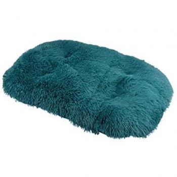 Coussin Douillet Reversible en Fausse Fourrure Bleu Canard – 77 × 50 cm