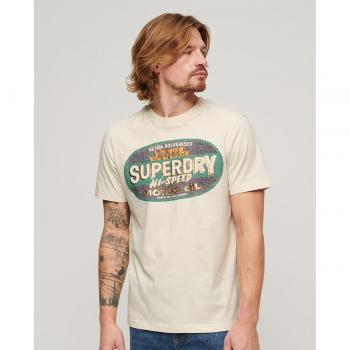 T-shirt Superdry Gasoline Workwear court beige vert - L