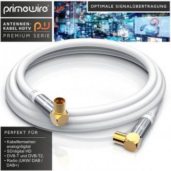 Primewire 90° Antennen- & TV-Kabel mit 4-facher Schirmung, 75 Ω, 120 dB – 20 m Länge