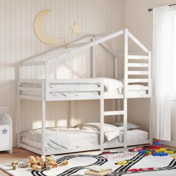 Letto a Castello con Tetto Bianco 80x200 cm Legno Massello Pino - Vidaxl