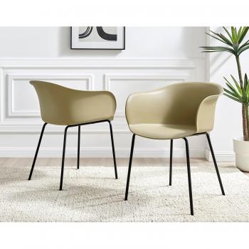 Scandi Inspired Bat Chair Dining Chairs - 2 Pack - Taupe