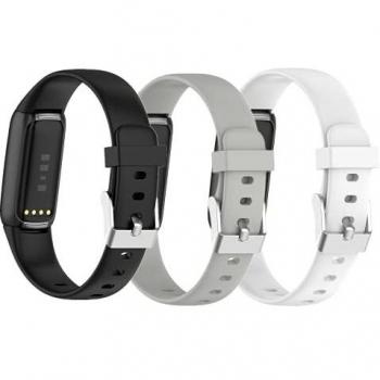Sostituzione braccialetto in silicone morbido per Fitbit Luxe Sport Fitness Tracker (Nero+Grigio+Bianco, S)