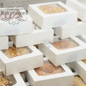 50PCS PVC Window Doughnut Packaging Boxes