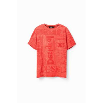 Desigual T-Shirt Logo Wear‑Out Cotton Arancione M