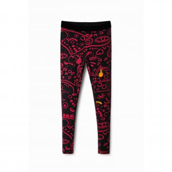 Leggings Slim Fit con Disegni Desigual Clementina Neri per Ragazze