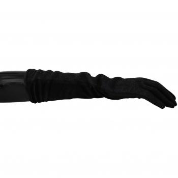 Dolce & Gabbana Gloves Female Black Size 7 1/2 IN Authentic Mid Arm Length Gloves Black/Gray Made in Italy