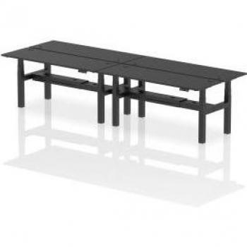 Air 1800 x 600mm Height Adjustable 4 Person Bench Desk Black Top with Cable Port