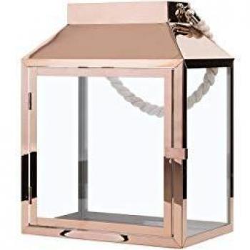 BELIANI Lantern Lamp Copper Modern Rectangular Decorative Metal Accessory Candle Kasos