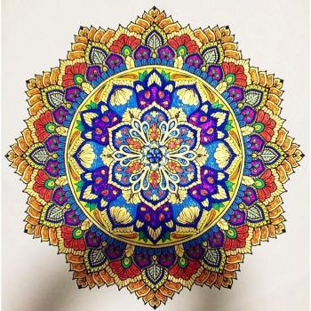 Hand-Painted Mandala Canvas for Coloring and Meditation, 50/60cm