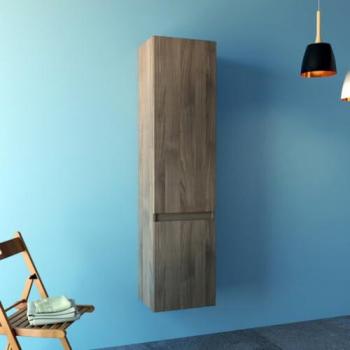 Ogomondo - Colonna sospesa iseo pensile da bagno con anta made in italy versione destra finitura- noce tranché - confezione 1