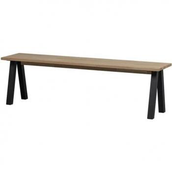 WOOOD Jessy Mango Houten Bankje met Zwart/Witte Koord 44x90x40 cm