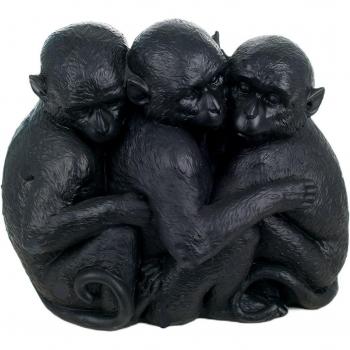 Monos Negros en Resina 3 Figuras – Estilo Contemporáneo