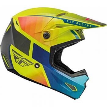 FLY Racing Casco de Motocross Kinetic Drift Azul-Hi-Vis-Carbón