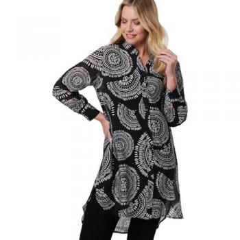 Black Abstract Longline Sheer Top
