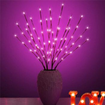 Iluminación Decorativa de Jarrón Alto con Luces de Sauce