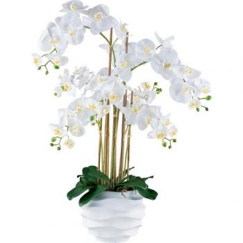 Kreativ Green Kunstorchidee Phalaenopsis – weiß, 90 cm, im stilvollen Topf