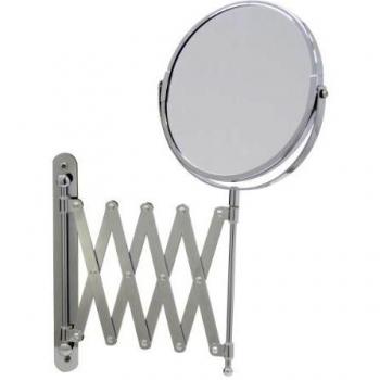 Specchio cosmetico da parete allungabile Axentia, ingranditore 1x e 3x, diametro 16 cm, argento