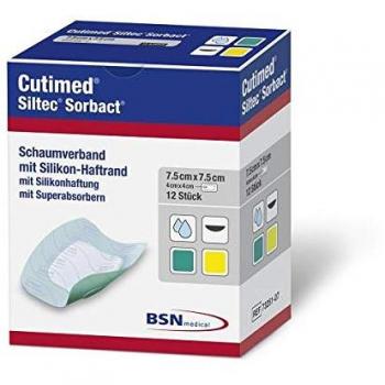 Cutimed Siltec Sorbact B PU-Verb. 10x10 cm 12 St Kompressen