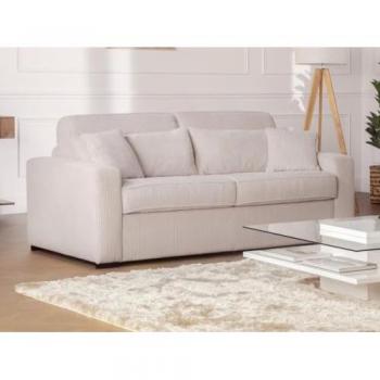 Beige Cord Schlafsofa mit Lattenrost