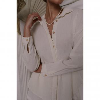 Camicia Ecru Boho Jevna con bottoni nascosti