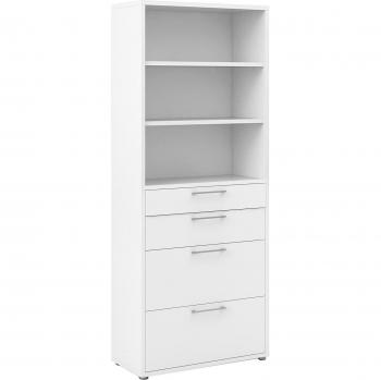 Prima White Bookcase with 2 Shelves, 2 Drawers, and 2 File Drawers