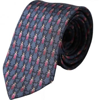 Blue Bug Print Silk Adjustable Men Tie