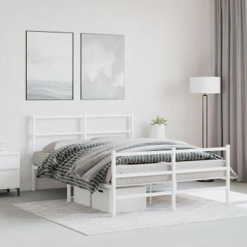 Vidaxl White Metal Bed Frame 140x200cm