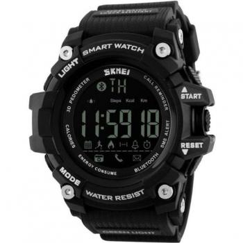 Smartwatch SKMEI 1227, notificaciones, podómetro, ritmo cardíaco, temporizador, cronómetro - Negro