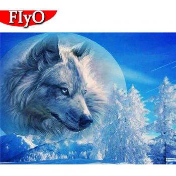 Kit di pittura con diamante 5D lupo in neve