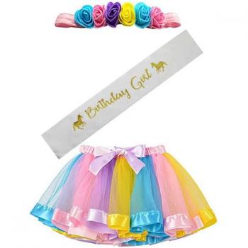 Diadema Infantil con Lazo y Falda Tutu para Niñas de 3 a 7 Años
