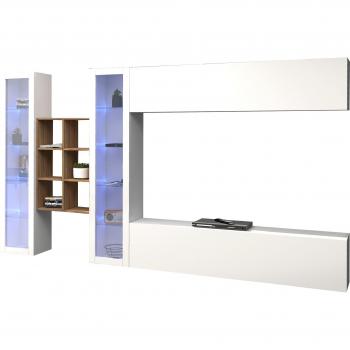 Maruska Wohnwand 320 × 180 × 30 cm, weiß Hochglanz – 1 Stück
