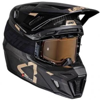 Protector Headgear Leatt 9.5 Carbonado para Cross Moto con Gafas Integradas