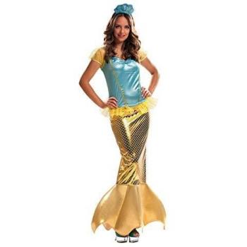 Female Mermaid Dress – Brand-Model – Yellow, Blue & Gold – Medium/Long (Blue)