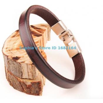 Men's Single Wrap Brown Leather Wristband
