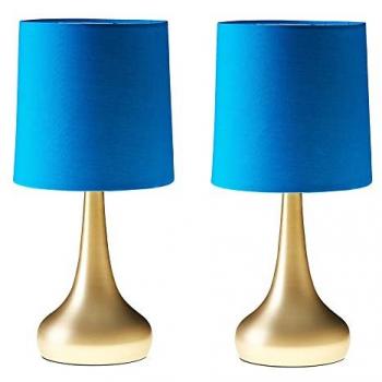 Minisun Teardrop Touch Table Lamps - Gold & Blue - LED Bulbs Included