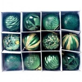 12Pcs Shiny Glitter Christmas Ornaments - 5.5cm Hanging Balls