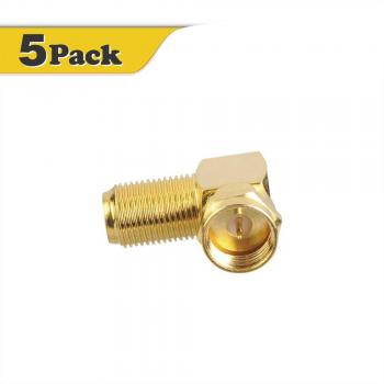 Vce f connettore 90 gradi f maschio a femmina connettore antenna satellitare per cavi antenna, cavi satellitari, cavi coassiali, dorati 5 pezzi
