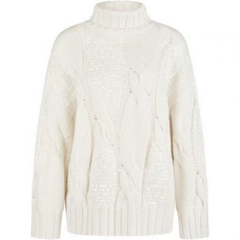 MARC Aurel Longpullover – Weiß, Transparent‑Pailletten, Größe 38