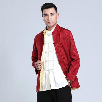 Tang Style Men's Double-Sided Long Sleeve Top Coat