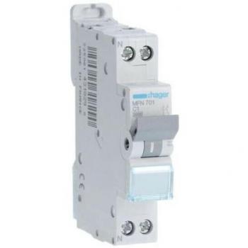 Disjoncteur 1P+N 3kA Courbe C 1A Hager