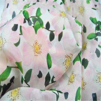 Organza de Seda 100% con Diseño Floral en Colores Claros para Vestido de Primavera 10 m/m