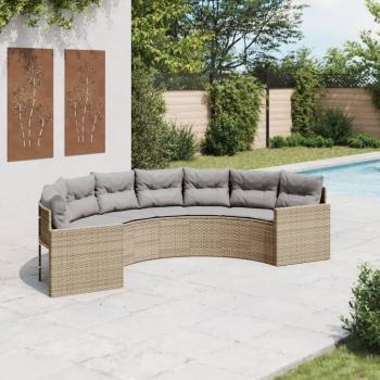 Canapé Demi-Rond Résine Tressée Beige