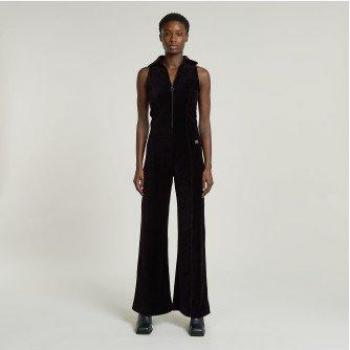 G‑Star Damen Samt‑Jumpsuit in Schwarz, XXS – Weite Beine, lässiges Design, Baumwolle, ärmellos, Hosenträger