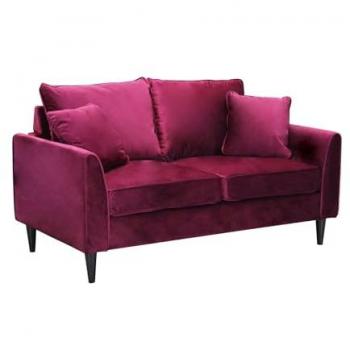 Divano 2 Posti Interno Velluto Antimacchia Pascal 152cm Rosso