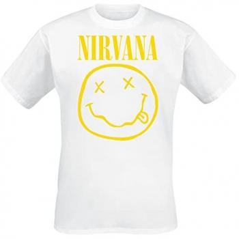 Happy Face Nirvana T-Shirt - White - M - 100% Cotton