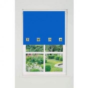 Square Eyelet Edge Roller Blind (165cm Drop) Blue